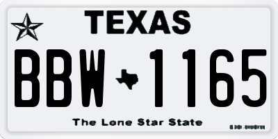 TX license plate BBW1165