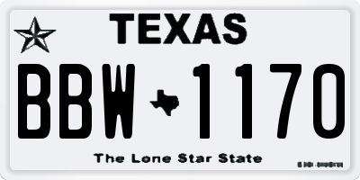 TX license plate BBW1170