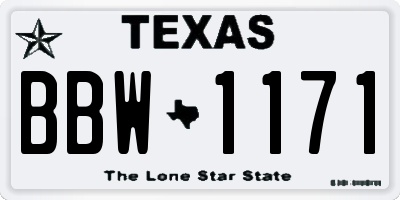 TX license plate BBW1171