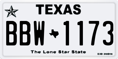 TX license plate BBW1173