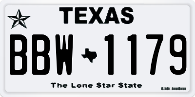 TX license plate BBW1179