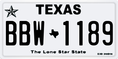 TX license plate BBW1189