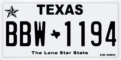 TX license plate BBW1194