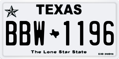 TX license plate BBW1196