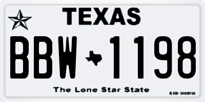 TX license plate BBW1198