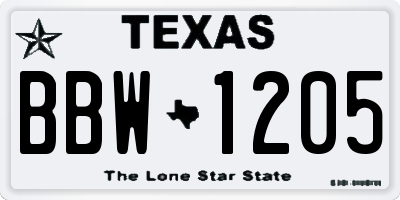 TX license plate BBW1205