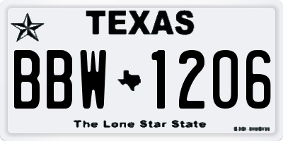TX license plate BBW1206