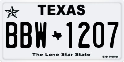 TX license plate BBW1207