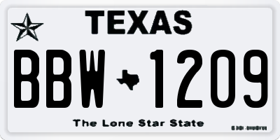 TX license plate BBW1209