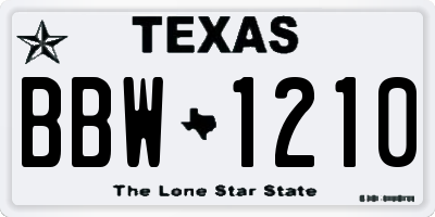 TX license plate BBW1210