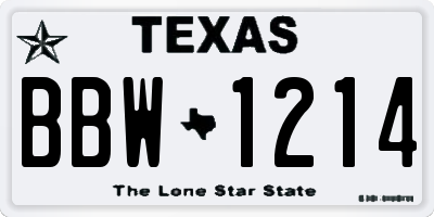 TX license plate BBW1214