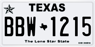 TX license plate BBW1215