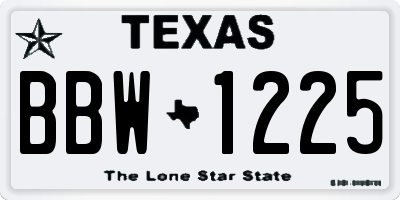 TX license plate BBW1225