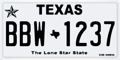 TX license plate BBW1237