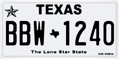 TX license plate BBW1240
