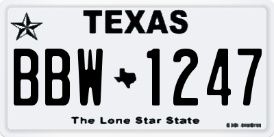 TX license plate BBW1247