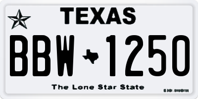 TX license plate BBW1250