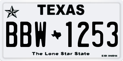 TX license plate BBW1253