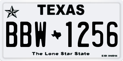 TX license plate BBW1256