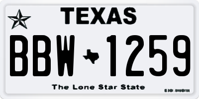TX license plate BBW1259