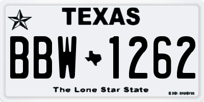 TX license plate BBW1262