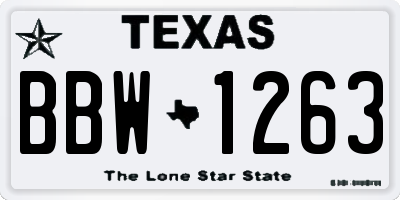 TX license plate BBW1263
