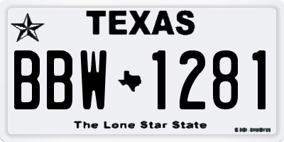 TX license plate BBW1281