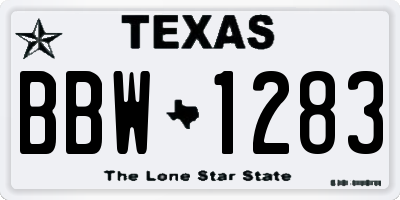 TX license plate BBW1283