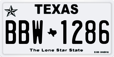 TX license plate BBW1286