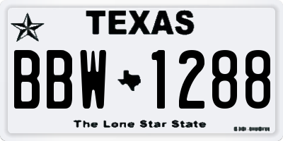 TX license plate BBW1288
