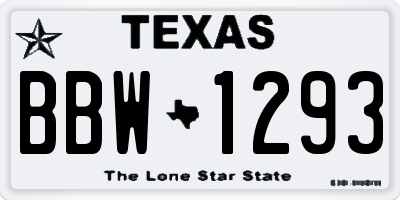TX license plate BBW1293