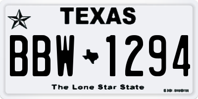TX license plate BBW1294