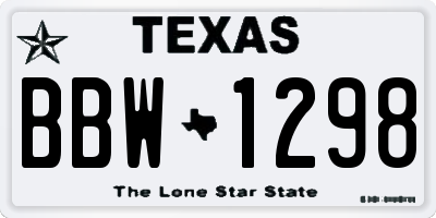 TX license plate BBW1298
