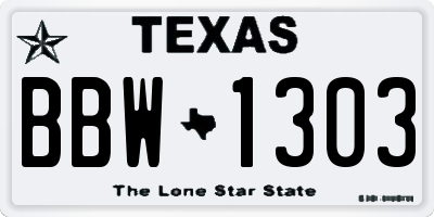 TX license plate BBW1303