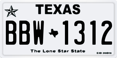 TX license plate BBW1312