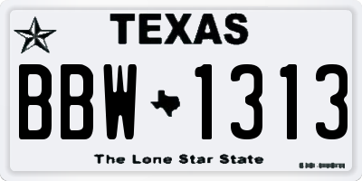 TX license plate BBW1313