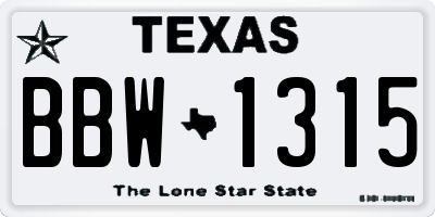 TX license plate BBW1315