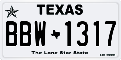 TX license plate BBW1317