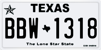 TX license plate BBW1318