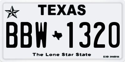 TX license plate BBW1320