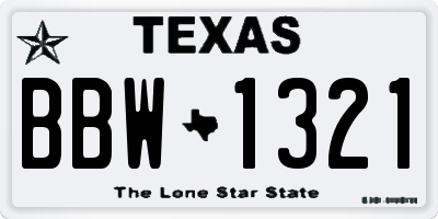TX license plate BBW1321