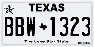 TX license plate BBW1323