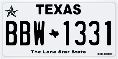 TX license plate BBW1331