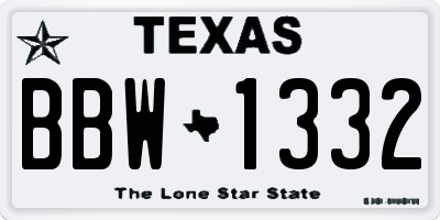 TX license plate BBW1332