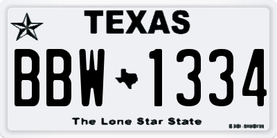TX license plate BBW1334