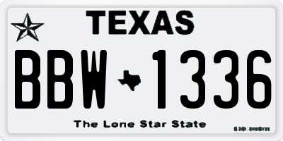 TX license plate BBW1336