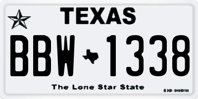 TX license plate BBW1338