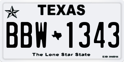 TX license plate BBW1343
