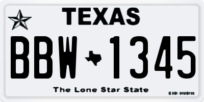 TX license plate BBW1345