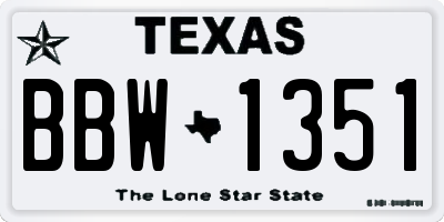 TX license plate BBW1351